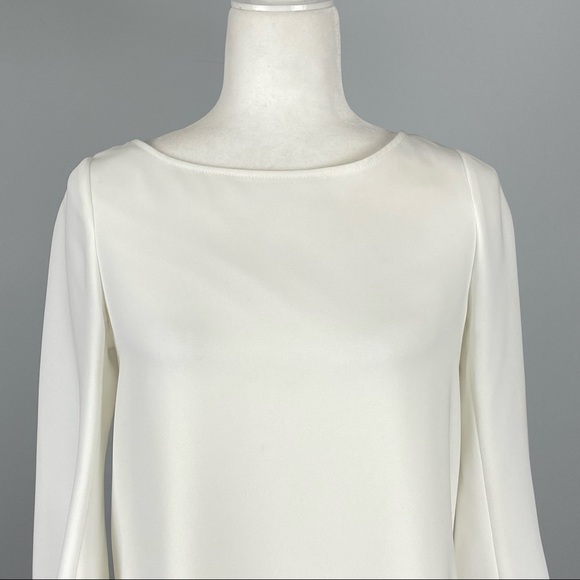 Elizabeth and James Womens White Tunic Blouse Bell Sleeve Tie Back size Small